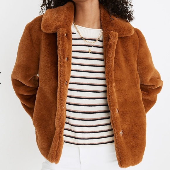 MADEWELL $228 faux fur snap front coat, S. - Picture 2 of 11